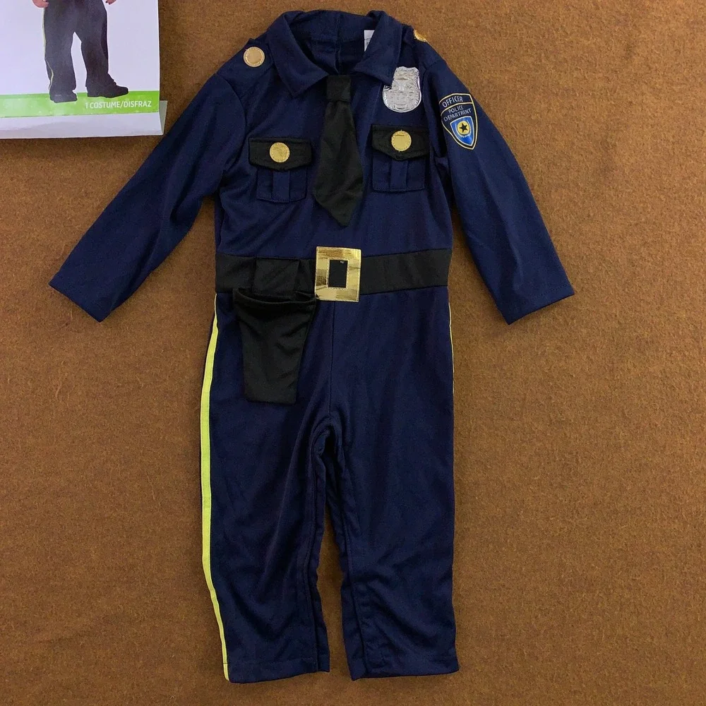 Cop Recruit Infant 18-24 Months Navy Blue Police Officer Costume Jumpsuit New